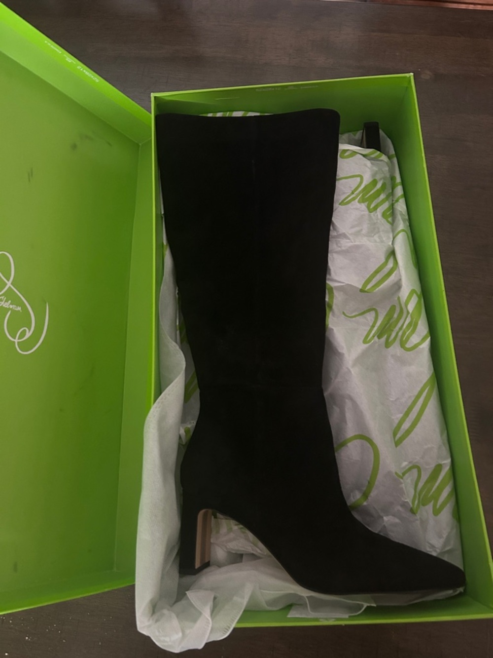 Sam Edelman Black Suede Pointed-Toe Knee Boot